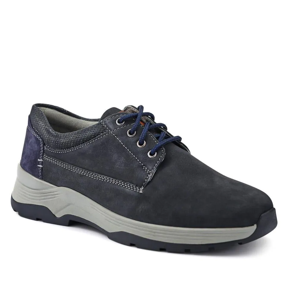 Extra-Wide Lightweight Lace-Up Shoes - Navy