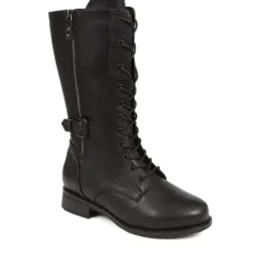 Extra-Wide Long Lace-Up Boots - Black