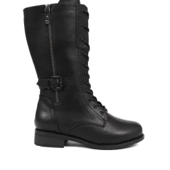 Extra-Wide Long Lace-Up Boots - Black