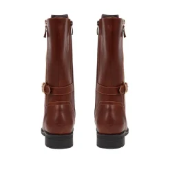 Extra-Wide Long Lace-Up Boots - Tan
