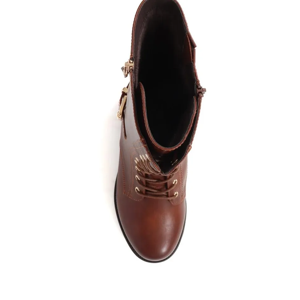 Extra-Wide Long Lace-Up Boots - Tan
