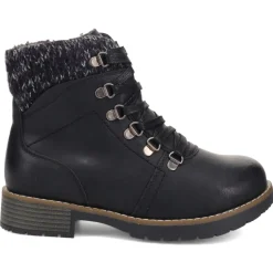 Extra Wide Padded Cuff Ankle Boots - Black