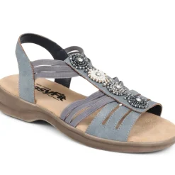 Extra-Wide Slip-On Floral Sandals - Navy