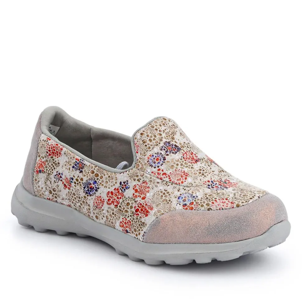 Extra-Wide Slip-On Shoes - White Floral