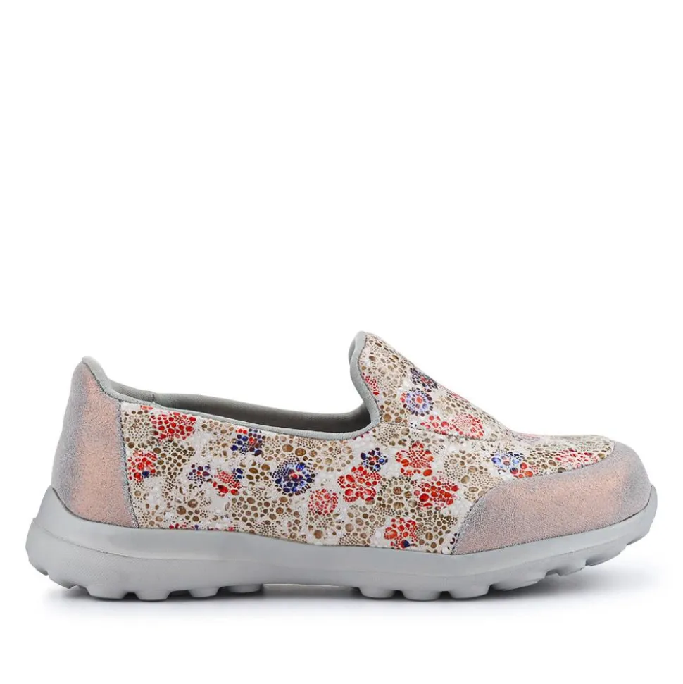Extra-Wide Slip-On Shoes - White Floral