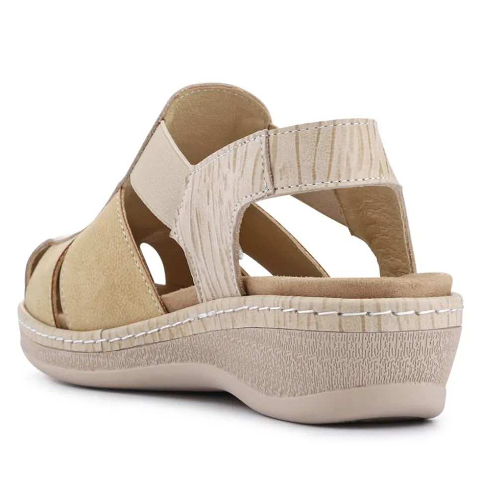 Extra-Wide Stretch-Fit Sandals - Beige
