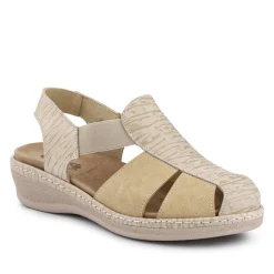 Extra-Wide Stretch-Fit Sandals - Beige