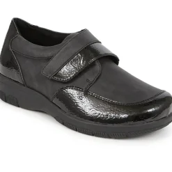 Extra-Wide Touch-Fasten Monk Shoes - Black