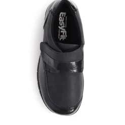 Extra-Wide Touch-Fasten Monk Shoes - Black