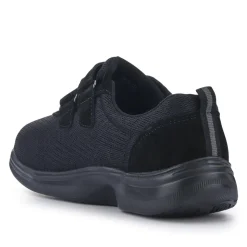 Extra-Wide Touch-Fasten Monk Shoes - Black-Black