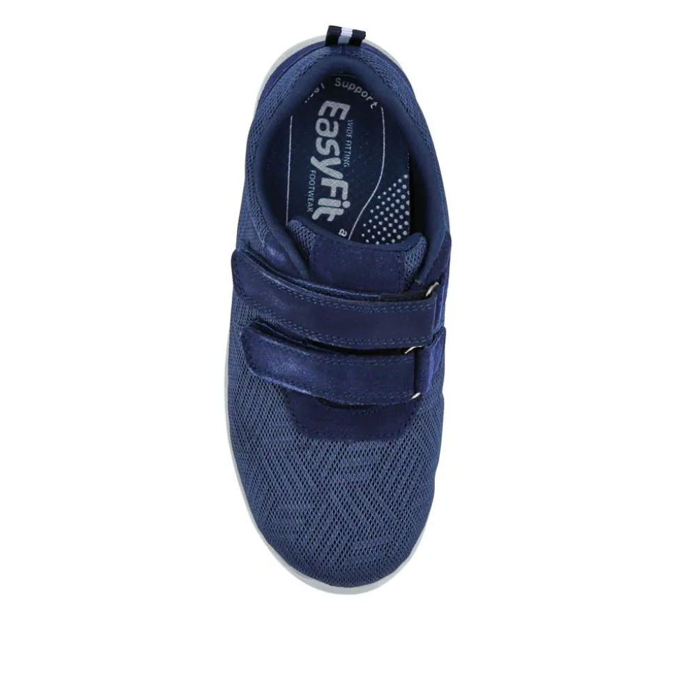 Extra-Wide Touch-Fasten Monk Shoes - Navy