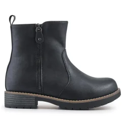 Extra-Wide Zip-Up Casual Ankle Boots - Black