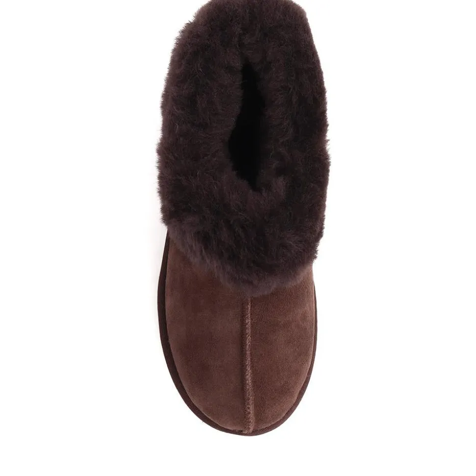Fabiola Faux-Fur Slippers - Chocolate