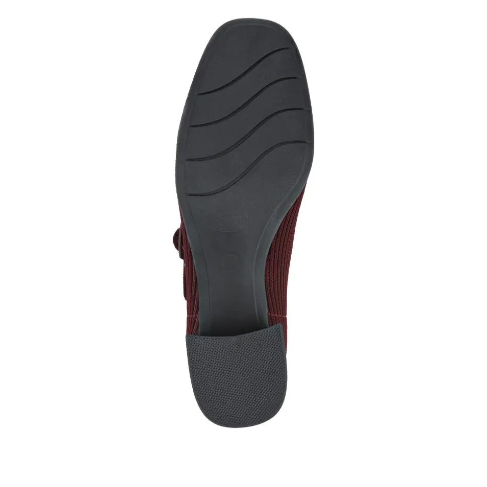 Fabric Buckle-Fasten Mary Janes - Burgundy