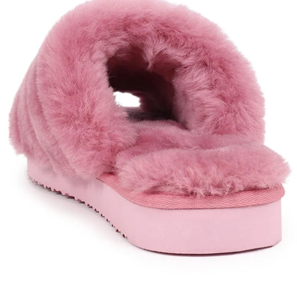 Falonda Faux-Fur Slippers - Pink