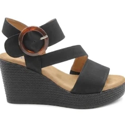 Fashionable Woven Wedge Heel Sandals - Black