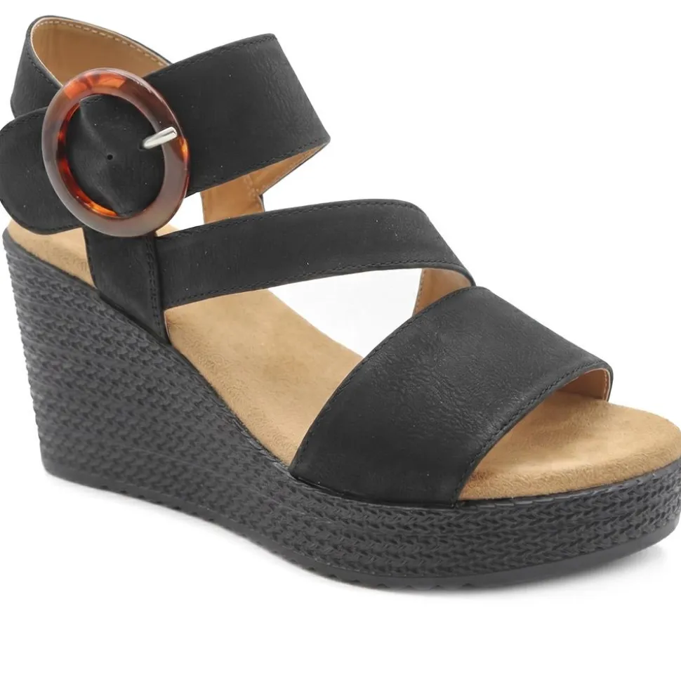 Fashionable Woven Wedge Heel Sandals - Black