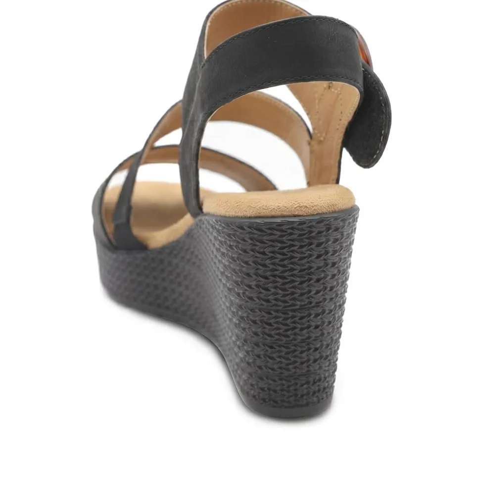 Fashionable Woven Wedge Heel Sandals - Black