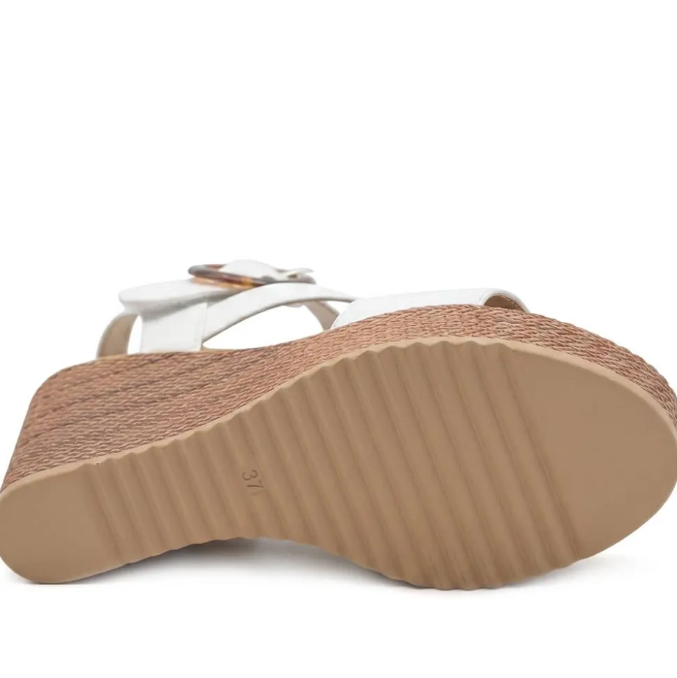 Fashionable Woven Wedge Heel Sandals - White