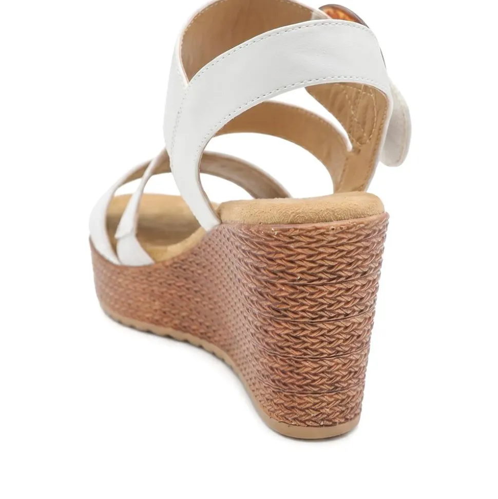 Fashionable Woven Wedge Heel Sandals - White