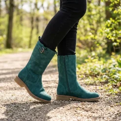 Fashionable Zip Up Calf Length Boots - Teal
