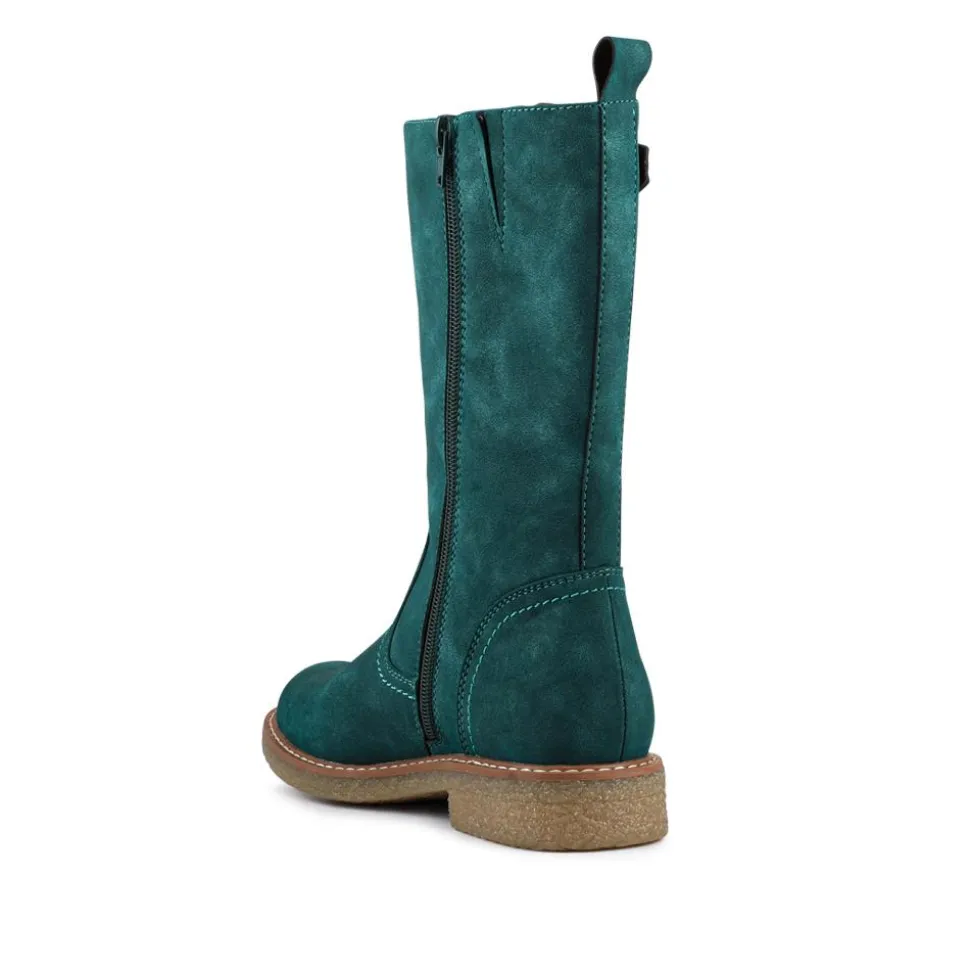 Fashionable Zip Up Calf Length Boots - Teal