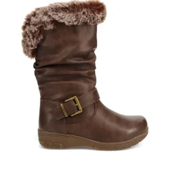 Faux-Fur Cuff Long Boots - Brown