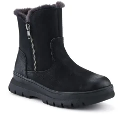 Faux-Fur-Lined Ankle Boots - Black