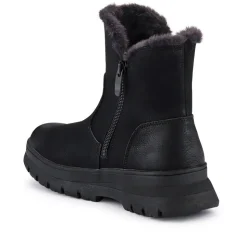 Faux-Fur-Lined Ankle Boots - Black