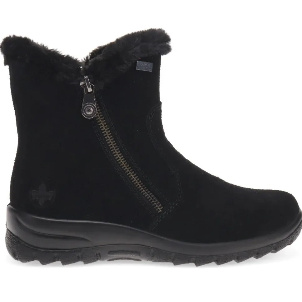 Faux-Fur-Lined Ankle Boots - Black