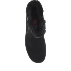 Faux-Fur-Lined Ankle Boots - Black