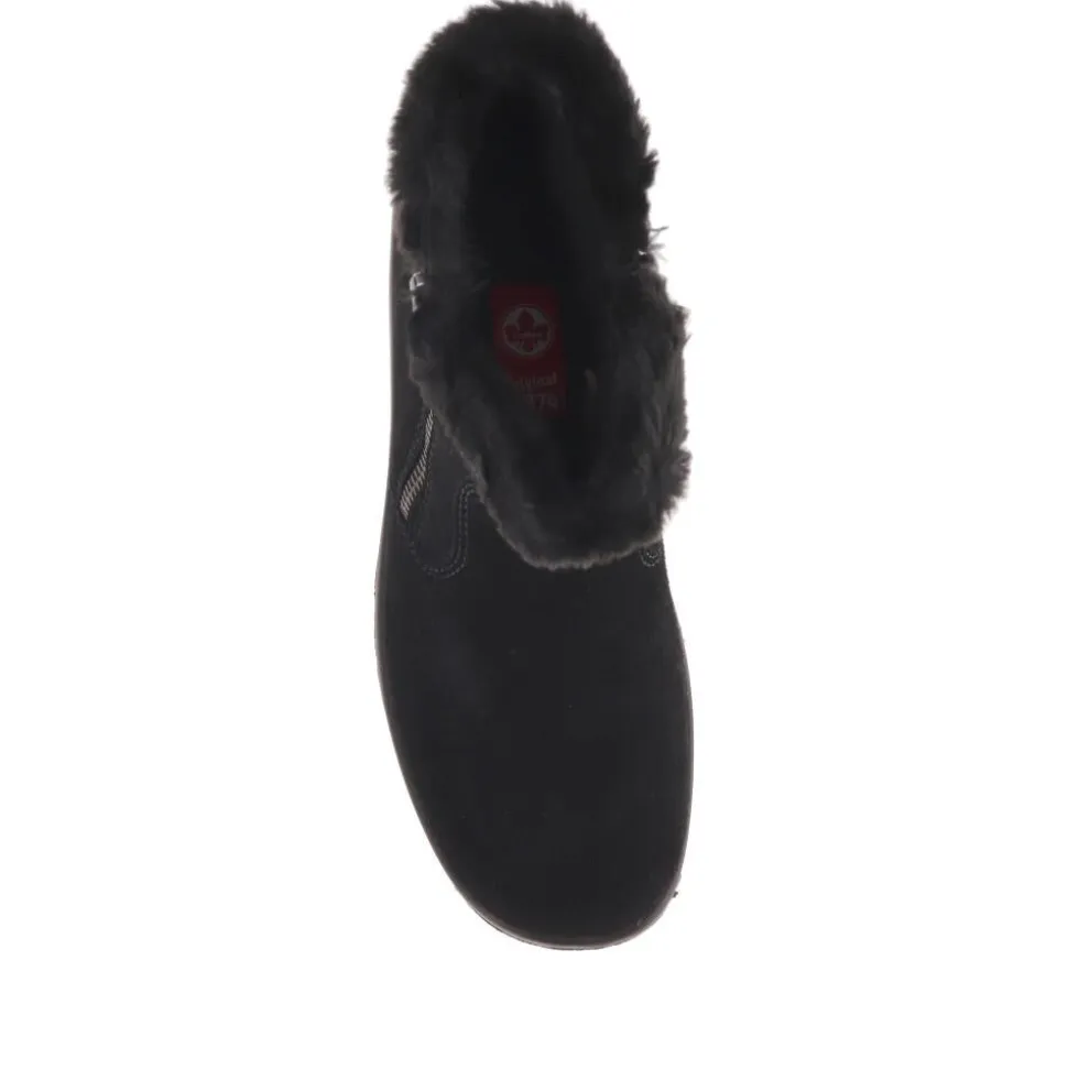 Faux-Fur-Lined Ankle Boots - Black