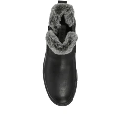 Faux-Fur-Lined Ankle Boots - Black