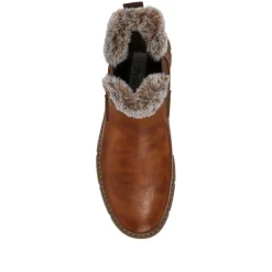 Faux-Fur-Lined Ankle Boots - Brown