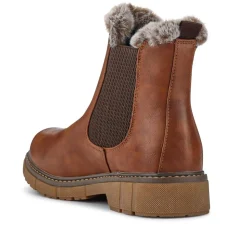 Faux-Fur-Lined Ankle Boots - Brown