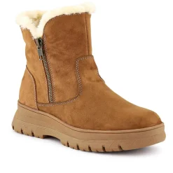 Faux Fur-Lined Ankle Boots - Tan
