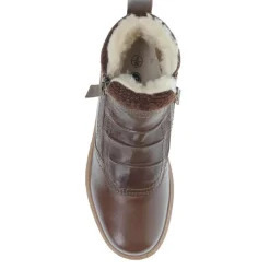 Faux-Fur-Lined Leather Boots - Khaki