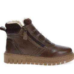 Faux-Fur-Lined Leather Boots - Khaki