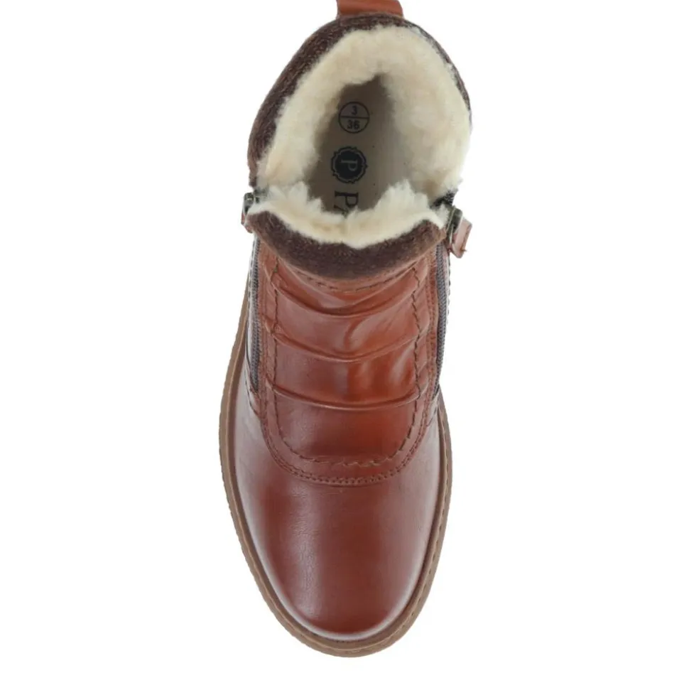 Faux-Fur-Lined Leather Boots - Tan
