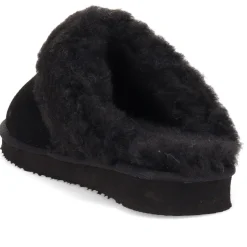Faux-Fur-Lined Mule Slippers - Black