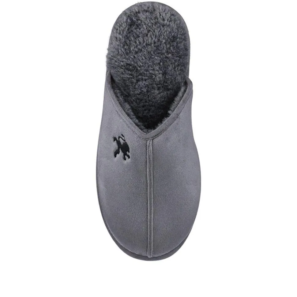 Faux-Fur-Lined Mule Slippers - Grey