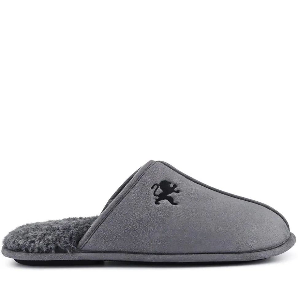 Faux-Fur-Lined Mule Slippers - Grey