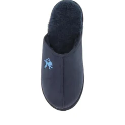 Faux-Fur-Lined Mule Slippers - Navy