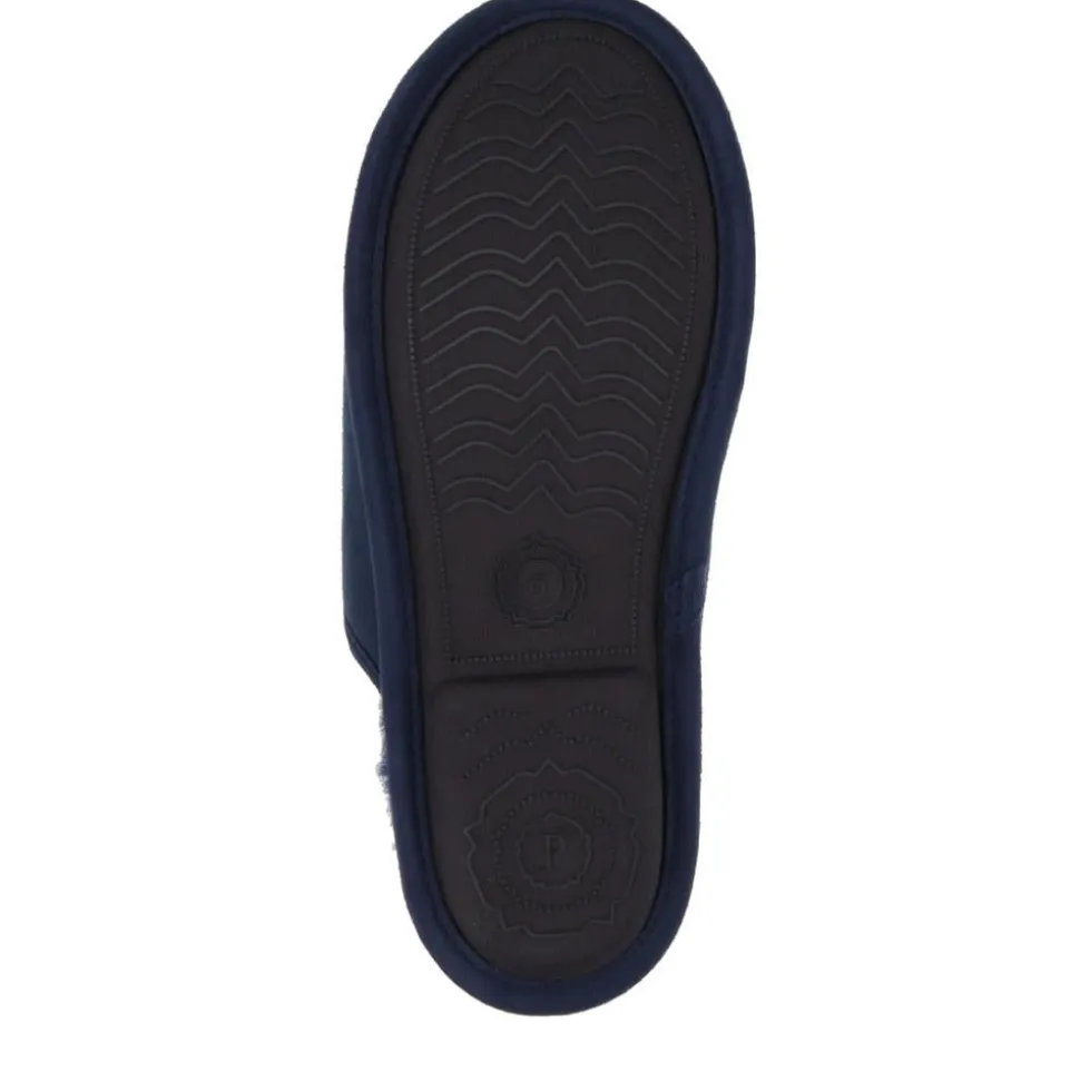 Faux-Fur-Lined Mule Slippers - Navy