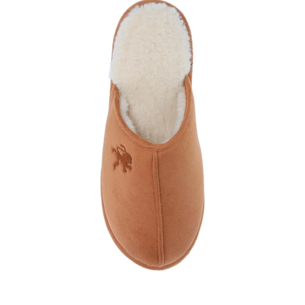 Faux-Fur-Lined Mule Slippers - Tan