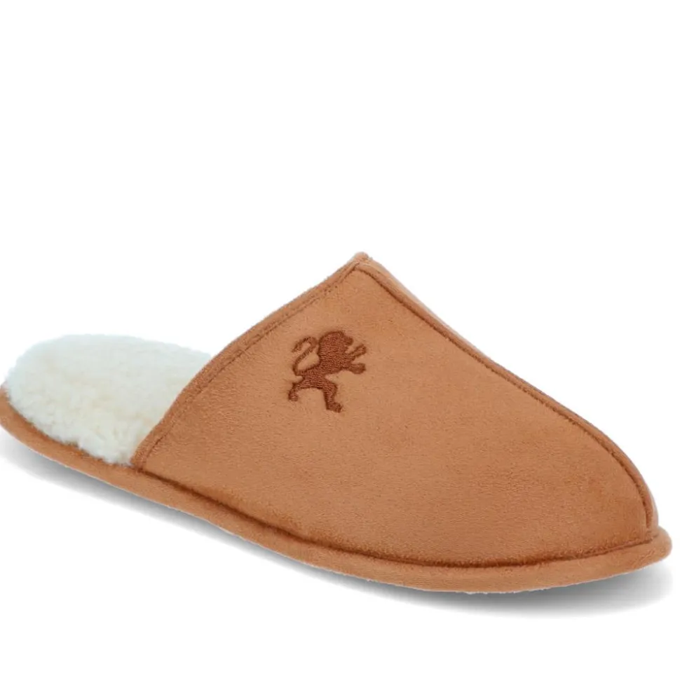 Faux-Fur-Lined Mule Slippers - Tan