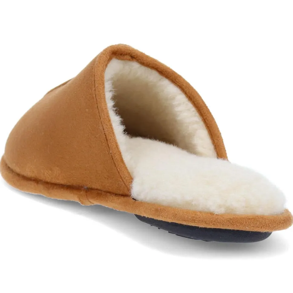Faux-Fur-Lined Mule Slippers - Tan