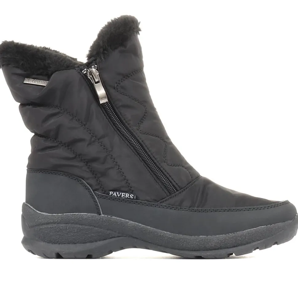 Faux Fur Lined Weather Boot - Black
