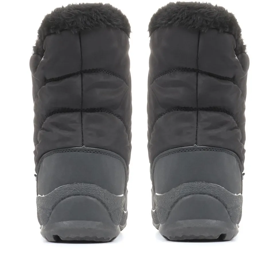 Faux Fur Lined Weather Boot - Black