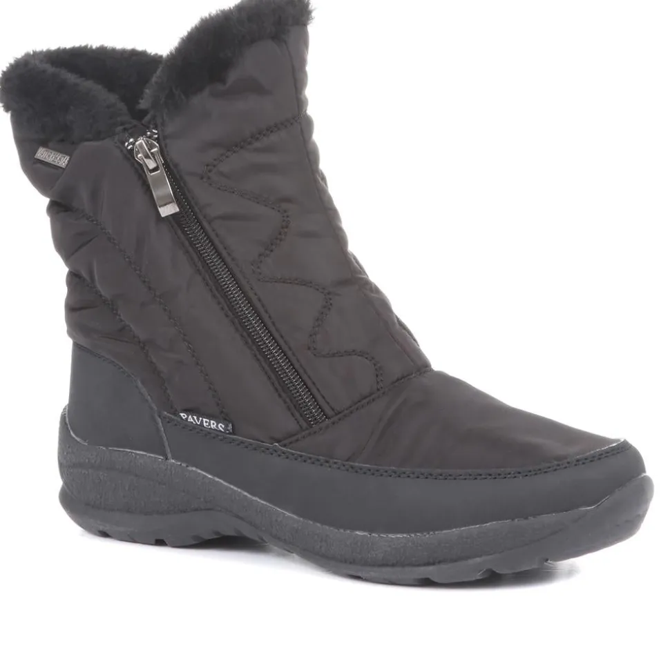 Faux Fur Lined Weather Boot - Black